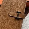 Hermes Brown Togo Leather Bearn Gusset Wallet - Image 3
