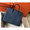 Hermes Birkin 30cm 35cm Bag In Blue Agate Clemence Leather - Image 2