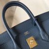 Hermes Birkin 30cm 35cm Bag In Blue Agate Clemence Leather - Image 8