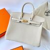 Hermes Birkin 25 Retourne Handmade Bag In Craie Clemence Leather - Image 2