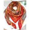 Hermes Saumon Le Jardin De La Maharani Silk Shawl - Image 8