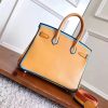 Hermes Yellow With Blue Piping Epsom Birkin 30cm Bag - Image 3