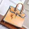 Hermes Yellow With Blue Piping Epsom Birkin 30cm Bag - Image 5