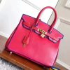 Hermes Red With Indigo Piping Goatskin Birkin 30cm Bag - Image 5