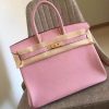 Hermes Pink Clemence Birkin 30cm Handmade Bag - Image 4