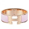 Hermes Rose Dragee Enamel Clic Clac H PM Bracelet