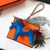 Hermes Rodeo Horse Bag Charm In Blue/Camarel/Ruby Leather - Image 2