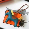Hermes Rodeo Horse Bag Charm In Cyan/Camarel/Yellow Leather - Image 2