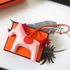 Hermes Rodeo Horse Bag Charm In Light Pink/Orange/Red Leather - Image 2