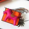 Hermes Rodeo Horse Bag Charm In Rose Red/Camarel/Ruby Leather - Image 2