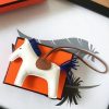 Hermes Rodeo Horse Bag Charm In White/Camarel/Blue Leather - Image 2