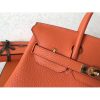 Hermes Orange Clemence Birkin 25cm Handmade Bag - Image 5