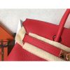 Hermes Red Clemence Birkin 25cm Handmade Bag - Image 6