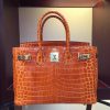 Hermes Birkin 30cm 35cm Bag In Orange Crocodile Leather - Image 6