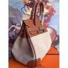 Hermes Canvas Birkin 30cm 35cm Bag With Brown Leather - Image 8