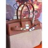 Hermes Canvas Birkin 30cm 35cm Bag With Brown Leather - Image 6