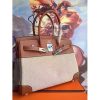 Hermes Canvas Birkin 30cm 35cm Bag With Brown Leather - Image 4