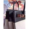 Hermes Canvas Birkin 30cm 35cm Bag With Black Leather - Image 8
