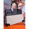 Hermes Canvas Birkin 30cm 35cm Bag With Black Leather - Image 7