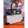 Hermes Canvas Birkin 30cm 35cm Bag With Black Leather - Image 4