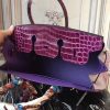 Hermes Birkin 30cm 35cm Bag In Fuchsia Crocodile Leather - Image 3