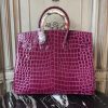 Hermes Birkin 30cm 35cm Bag In Fuchsia Crocodile Leather - Image 5