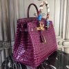 Hermes Birkin 30cm 35cm Bag In Fuchsia Crocodile Leather - Image 6