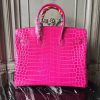 Hermes Birkin 30cm 35cm Bag In Rose Red Crocodile Leather - Image 3