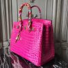 Hermes Birkin 30cm 35cm Bag In Rose Red Crocodile Leather - Image 8