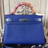 Hermes Blue Electric Clemence Kelly 28cm Bag - Image 3