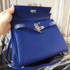 Hermes Blue Electric Clemence Kelly 28cm Bag - Image 4