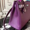 Hermes Purple Clemence Kelly 28cm Bag - Image 3