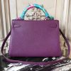 Hermes Purple Clemence Kelly 28cm Bag - Image 4