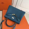Hermes Blue Jean Clemence Kelly 25cm GHW Bag - Image 3