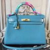 Hermes Blue Jean Clemence Kelly 32cm Retourne Bag - Image 7