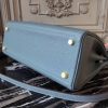 Hermes Blue Lin Clemence Kelly 32cm Retourne Bag - Image 5