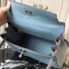 Hermes Blue Lin Clemence Kelly 32cm Retourne Bag - Image 6