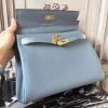 Hermes Blue Lin Clemence Kelly 32cm Retourne Bag - Image 9