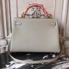 Hermes Light Grey Clemence Kelly 32cm Retourne Bag - Image 7