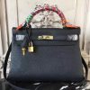 Hermes Black Clemence Kelly 32cm Retourne Bag - Image 2