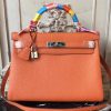Hermes Orange Clemence Kelly 32cm Retourne Bag - Image 5