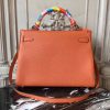 Hermes Orange Clemence Kelly 32cm Retourne Bag - Image 8