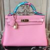Hermes Pink Clemence Kelly 32cm Retourne Bag - Image 2