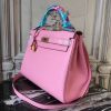 Hermes Pink Clemence Kelly 32cm Retourne Bag - Image 3