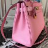 Hermes Pink Clemence Kelly 32cm Retourne Bag - Image 6