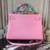 Hermes Pink Clemence Kelly 32cm Retourne Bag - Image 8