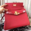 Hermes Red Clemence Kelly 32cm Retourne Bag - Image 4