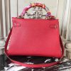 Hermes Red Clemence Kelly 32cm Retourne Bag - Image 7