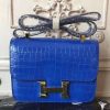 Hermes Blue Constance MM 24cm Crocodile Bag - Image 9