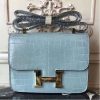 Hermes Blue Lin Constance MM 24cm Crocodile Bag - Image 6
